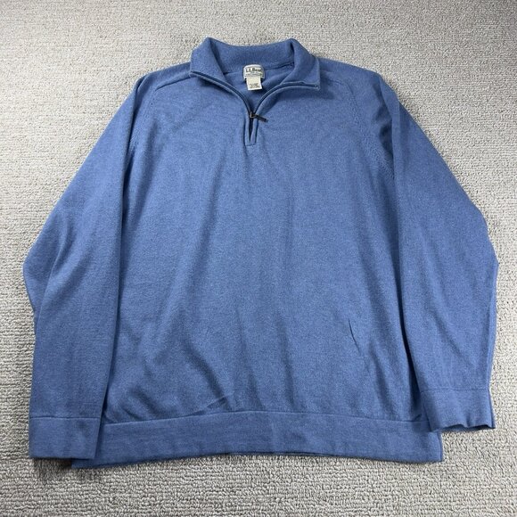 L.L. Bean 1/4 Zip Sweater Blue Men’s Size XL - Picture 1 of 8